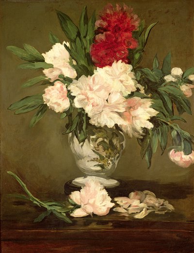 Vase mit Pfingstrosen auf einem kleinen Sockel, 1864 von Édouard Manet